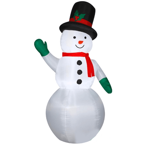 Gemmy Inflatables Christmas Inflatables 7' Snowman wearing Green Mittens and Red Scarf w/ Top Hat by Gemmy Inflatables 00032887143495 89796 7' Snowman wearing Green Mittens and Red Scarf w/ Top Hat by Gemmy Inflatables SKU# 89796