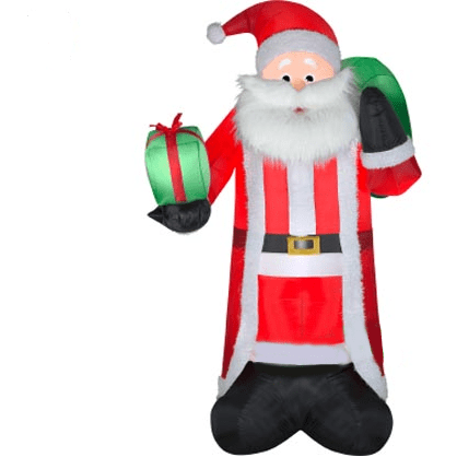 Gemmy Inflatables Christmas Inflatables 8' Mixed Media Santa Claus Holding A Present & Gift Bag by Gemmy Inflatable 114622 8' Mixed Media Santa Claus Holding A Present & Gift Bag SKU# 114622
