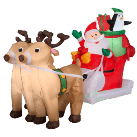 Gemmy Inflatables Christmas Inflatables 8' Santa in Sleigh w/ 2 Reindeer! by Gemmy Inflatables 36855 8' Santa in Sleigh w/ 2 Reindeer! by Gemmy Inflatables SKU# 36855