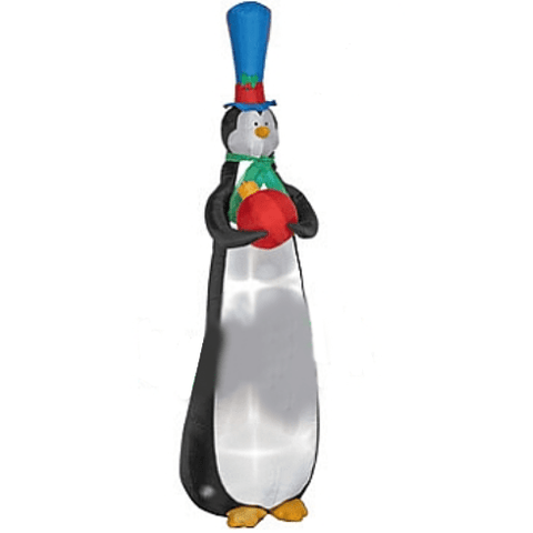 Gemmy Inflatables Christmas Inflatables 9' Skinny Slender Penguin Holding Ornament by Gemmy Inflatables 82297 9' Skinny Slender Penguin Holding Ornament by Gemmy Inflatables SKU# 82297