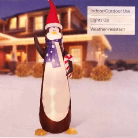 Gemmy Inflatables Christmas Inflatables 9' Tall Skinny Slender Penguin w/ Candy Cane by Gemmy Inflatables 83965