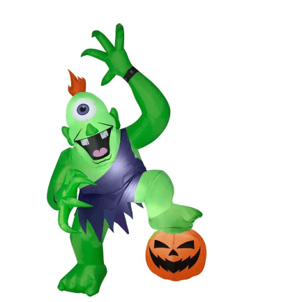 Gemmy Inflatables Halloween Inflatables 10' Halloween Giant Green Ogre With Foot On Pumpkin by Gemmy Inflatable 75402 10' Halloween Giant Green Ogre With Foot On Pumpkin by Gemmy Inflatable SKU# 75402