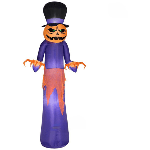 Gemmy Inflatables Halloween Inflatables 12' Halloween Pumpkin Reaper w/ Top Hat by Gemmy Inflatable 12' Short Circuit Frightened Ghost with BLACK Overlay by Gemmy Inflatable SKU# 72950