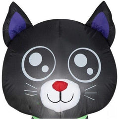 3 1/2' Halloween Black Cat w/ Pumpkin Necklace by Gemmy Inflatable
