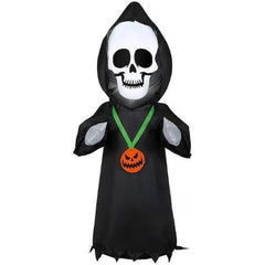 Gemmy Inflatables Halloween Inflatables 3 1/2' Halloween Skull Reaper w/ Pumpkin Necklace by Gemmy Inflatable 220414 - 1038563