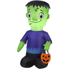 Gemmy Inflatables Halloween Inflatables 3  ½' Frankie Kid Holding A Pumpkin Tote by Gemmy Inflatable 086786710197 71019 3  ½' Frankie Kid Holding A Pumpkin Tote by Gemmy Inflatable SKU# 71019