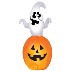 Gemmy Inflatables Halloween Inflatables 5 1/2' Animated Inflatable Spinning Ghost On Pumpkin by Gemmy Inflatable 781880207344 70994 5 1/2' Animated Inflatable Spinning Ghost Pumpkin by Gemmy Inflatable