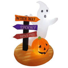Gemmy Inflatables Halloween Inflatables 5  ½' Ghost w/ Sign and Pumpkins by Gemmy Inflatable INF-516717 - 51671 5  ½' Ghost w/ Sign and Pumpkins by Gemmy Inflatable SKU# INF-516717 - 51671