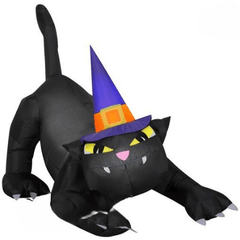 Gemmy Inflatables Halloween Inflatables 6' Animated Black Cat w/ Turning Head Wearing Witch Hat by Gemmy Inflatable