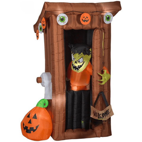 Gemmy Inflatables Halloween Inflatables 6' Animated Spooky Halloween Monster in Outhouse w/ Pumpkin by Gemmy Inflatable