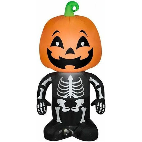 Gemmy Inflatables Halloween Inflatables 6' Halloween Skeleton Boy w/ Pumpkin Headby Gemmy Inflatables 3 1/2' Halloween Skeleton Boy With A Pumpkin Head SKU# 64929 A