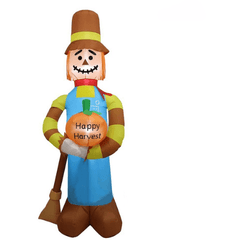 Gemmy Inflatables Halloween Inflatables 7 1/2' Air Blown Inflatable Scarecrow w/ Pumpkin and Broom by Gemmy Inflatable 781880207467 GTF00019-75 7 1/2' Air Blown Inflatable Scarecrow w/ Pumpkin and Broom GTF00019-75
