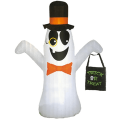 Gemmy Inflatables Halloween Inflatables 7' Ghost w/ Monocle Holding Treat Bag by Gemmy Inflatable 224136 - 1221614 7' Ghost w/ Monocle Holding Treat Bag by Gemmy Inflatable SKU# 224136 - 1221614