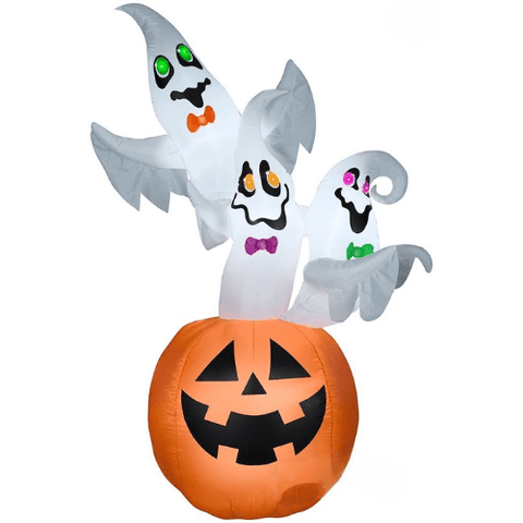 7' Halloween Ghost Trio in Jack-O-Lantern w/ Colored Eyes SKU: 225263