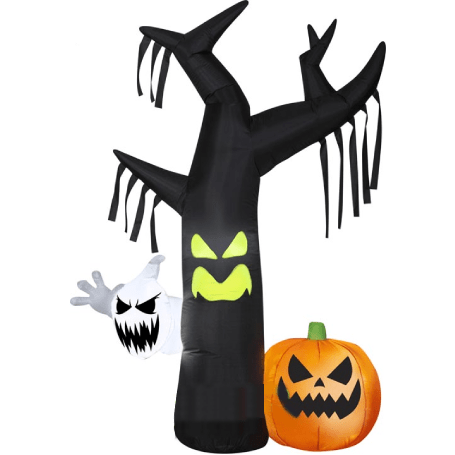 Gemmy Inflatables Halloween Inflatables 7' Halloween Scary Tree With A Pumpkin & Ghost Next To It by Gemmy Inflatables 221840-1221590 7' Halloween Scary Tree With A Pumpkin & Ghost Next To It by Gemmy Inflatables SKU# 221840-1221590