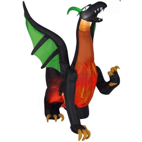 Gemmy Inflatables Halloween Inflatables 7' LIGHTSPEED Black/Orange Dragon With Green Wings by Gemmy Inflatable