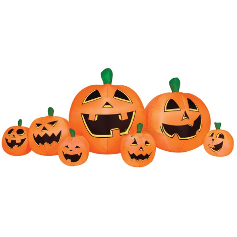 Gemmy Inflatables Halloween Inflatables 8 1/2' Pumpkin Patch w/ 7 Jack-O-Lantern's by Gemmy Inflatable 12' Jack Skellington Air Dancer by Gemmy Inflatable SKU# 225506