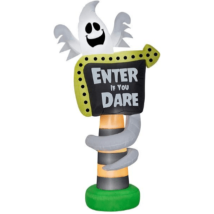 Gemmy Inflatables Halloween Inflatables 8" Halloween Ghost Wrapped Around An  "Enter If You Dare " Sign by Gemmy Inflatable
