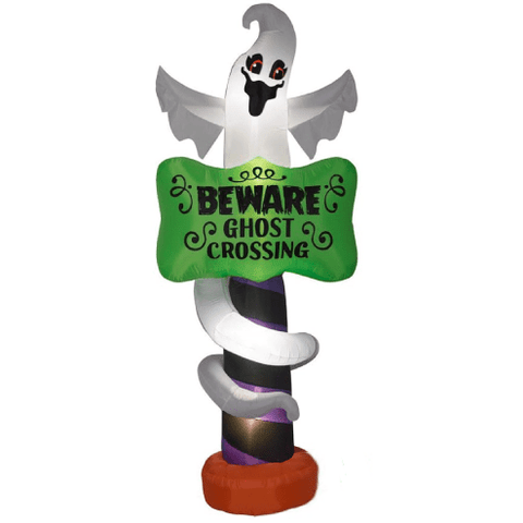 Gemmy Inflatables Halloween Inflatables 9' Ghost w/ Beware Ghost Crossing Sign by Gemmy Inflatable 221210 9' Ghost w/ Beware Ghost Crossing Sign by Gemmy Inflatable SKU# 221210