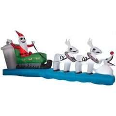 Gemmy Inflatables Inflatable Party Decorations 11 1/2' Nightmare Before Christmas Jack Skellington In Sleigh w/ Ghost Reindeer by Gemmy Inflatables 781880246930 117112 11 1/2 NightmareChristmas Jack Skellington Sleigh Ghost Reindeer Gemmy