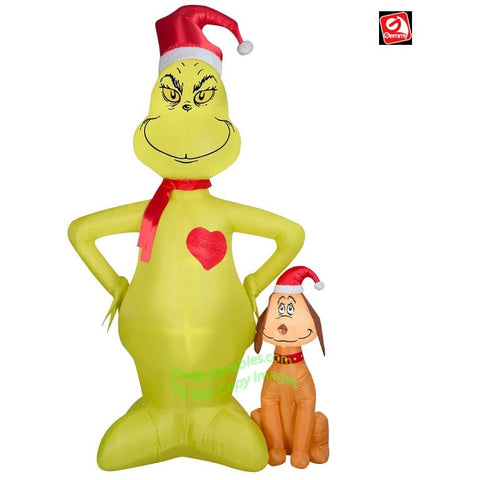Gemmy Inflatables Inflatable Party Decorations 11' Animated Micro LED Dr. Seuss’ Grinch w/ Max by Gemmy Inflatables 781880219033 289996
