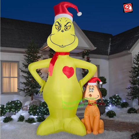Gemmy Inflatables Inflatable Party Decorations 11' Animated Micro LED Dr. Seuss’ Grinch w/ Max by Gemmy Inflatables 781880219033 289996