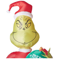 11' Giant Christmas Grinch Holding Merry Grinchmas Ornament by Gemmy Inflatables