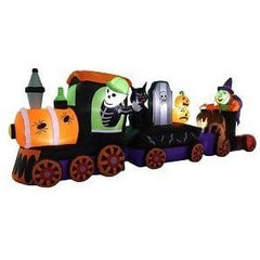 Gemmy Inflatables Inflatable Party Decorations 11' Halloween Train w/ Skeleton, Tombstone, and Witch by Gemmy Inflatables 781880275084 GTH00041-11 11' Halloween Train w/ Skeleton Tombstone Witch Gemmy Inflatables