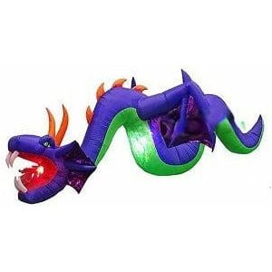 Gemmy Inflatables Inflatable Party Decorations 12' Fire & Ice Dragon Serpent w/ Flaming Mouth by Gemmy Inflatables 781880273011 225688 - 225077