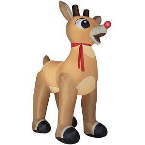 Gemmy Inflatables Inflatable Party Decorations 14' Colossal Christmas Rudolph w/ Scarf by Gemmy Inflatables 8' Rudolph Pulling Santa & Bumble In Sleigh SKU# 87541