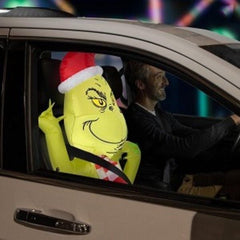 Gemmy Inflatables Inflatable Party Decorations 3 1/2' Christmas CAR BUDDY Grinch w/ Scarf by Gemmy Inflatables 781880204763 118169