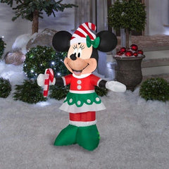 3 1/2' Christmas Minnie Mouse Wearing Holiday Outfit by Gemmy Inflatables