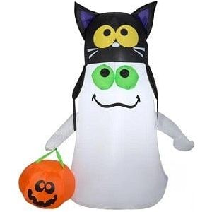 Gemmy Inflatables Inflatable Party Decorations 3 1/2' Halloween Ghost w/ Cat Hat by Gemmy Inflatables 781880273035 225138