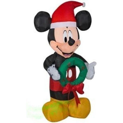 Gemmy Inflatables Inflatable Party Decorations 3 1/2' Mickey Mouse Wearing Santa Hat w/ Wreath by Gemmy Inflatables 781880206668 1026204-111859