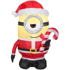 Gemmy Inflatables Inflatable Party Decorations 3 1/2' Minion Stuart Licking Candy Cane by Gemmy Inflatables 781880241423 116518