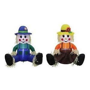 Gemmy Inflatables Inflatable Party Decorations 3 1/2' Scarecrow Combo Thanksgiving Boy and Girl by Gemmy Inflatables 781880274223 GTF00046-3/GTF00045-3