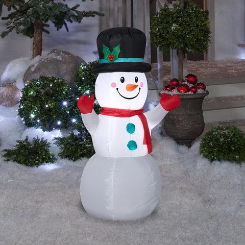 Gemmy Inflatables Inflatable Party Decorations 3 1/2' Snowman w/ Top Hat, Red Scarf & Red Mittens by Gemmy Inflatable 781880205678 115302 3 1/2' Snowman Top Hat, Red Scarf & Mittens Gemmy Inflatable