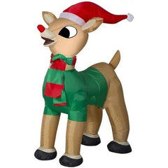 Gemmy Inflatables Inflatable Party Decorations 3 1/2' Standing Rudolph w/ Santa Hat and Scarf by Gemmy Inflatables 781880246961 114817