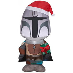 Gemmy Inflatables Inflatable Party Decorations 3 1/2' Star Wars Mandalorian Holding A Present by Gemmy Inflatables 781880241461 116018