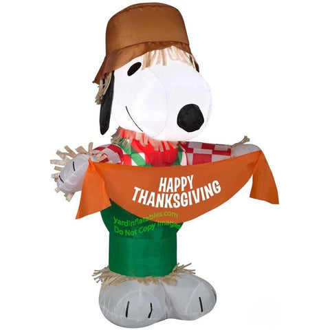 Gemmy Inflatables Inflatable Party Decorations 3 1 /2' Thanksgiving Harvest Peanuts Snoopy As Scarecrow Holding “Happy Thanksgiving” Banner by Gemmy Inflatable 781880241409 226229 3 1 /2'Peanuts Snoopy As Scarecrow Holding “Happy Thanksgiving” Banner