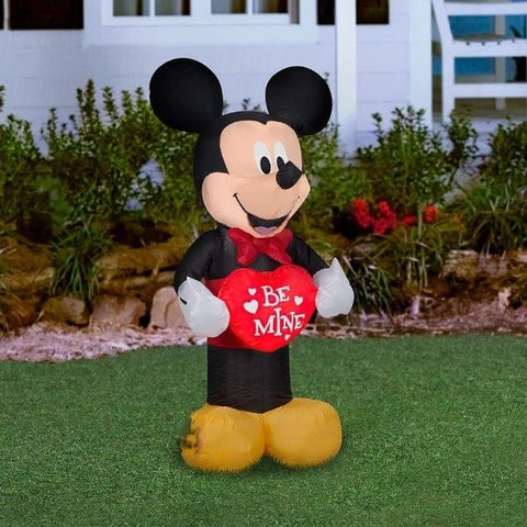 Gemmy Inflatables Inflatable Party Decorations 3 1/2' Valentine's Day Disney Mickey Mouse Holding "Be Mine" Heart by Gemmy Inflatables 781880257615 440821 3 1/2' Valentine's Day Disney Mickey Mouse Mine Heart Gemmy Inflatable