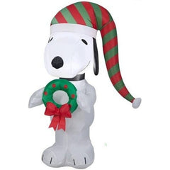 Gemmy Inflatables Inflatable Party Decorations 3.5' Christmas Snoopy w/ Wreath & Winter Hat by Gemmy Inflatables 781880247067 119004