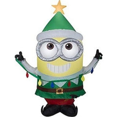 Gemmy Inflatables Inflatable Party Decorations 3.5' Minion Dave As Elf w/ Christmas Light String by Gemmy Inflatables 781880247128 119007