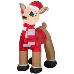 Gemmy Inflatables Inflatable Party Decorations 3.5' Rudolph the Red Nose Reindeer in Santa Outfit by Gemmy Inflatables 781880246718 15248 3.5' Rudolph the Red Nose Reindeer in Santa Outfit Gemmy Inflatables