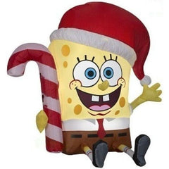 Gemmy Inflatables Inflatable Party Decorations 3' Christmas SpongeBob SquarePants Wearing Santa Hat Holding Candy Cane by Gemmy Inflatables 781880204978 118073 3' SpongeBob SquarePants Santa Hat Candy Cane Gemmy Inflatables