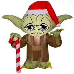 Gemmy Inflatables Inflatable Party Decorations 3' Stylized Yoda w/ Santa Hat & Candy Cane by Gemmy Inflatables 781880204275 114961