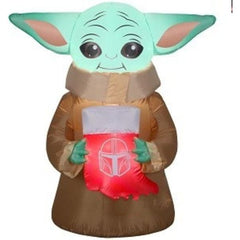 Gemmy Inflatables Inflatable Party Decorations 4 1/2' Disney's The Mandalorian The Child w/ Christmas Stocking by Gemmy Inflatables 781880246732 119286 - 595638111 4 1/2' Disney's Mandalorian Child Christmas Stocking Gemmy Inflatables
