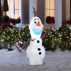 4' Christmas Olaf From Frozen II Holding Candy Cane by Gemmy Inflatables