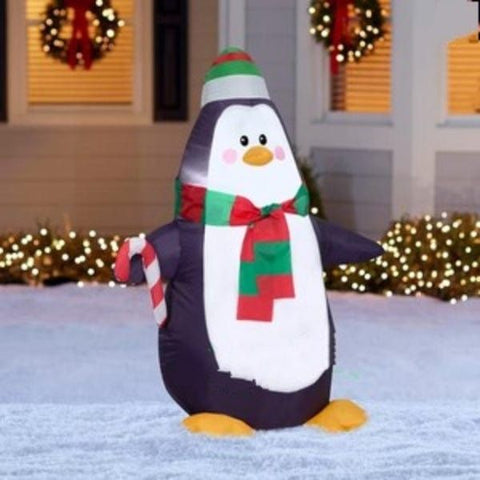 Gemmy Inflatables Inflatable Party Decorations 4' Christmas Penguin w/ Candy Cane by Gemmy Inflatables 117669