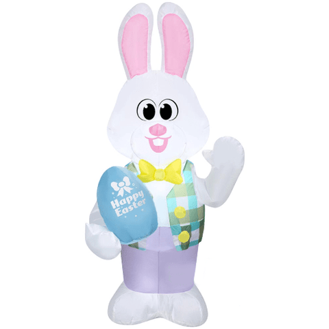 Gemmy Inflatables Inflatable Party Decorations 4' Easter White Bunny Holding "Happy Easter" Egg by Gemmy Inflatable 781880265788 440801 4' Easter White Bunny Holding "Happy Easter" Egg SKU# 440801